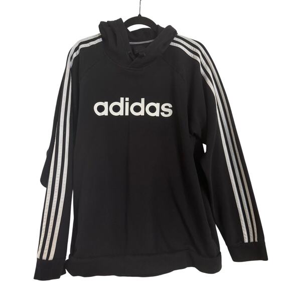 Adidas Originals Black Hoodie Sweatshirt Pullover Large Logo‎ Unisex Size Large - Picture 1 of 6